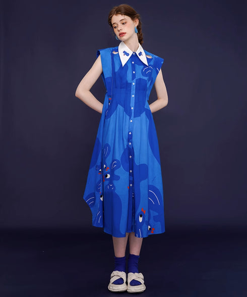 Blue Bird Flare Dress